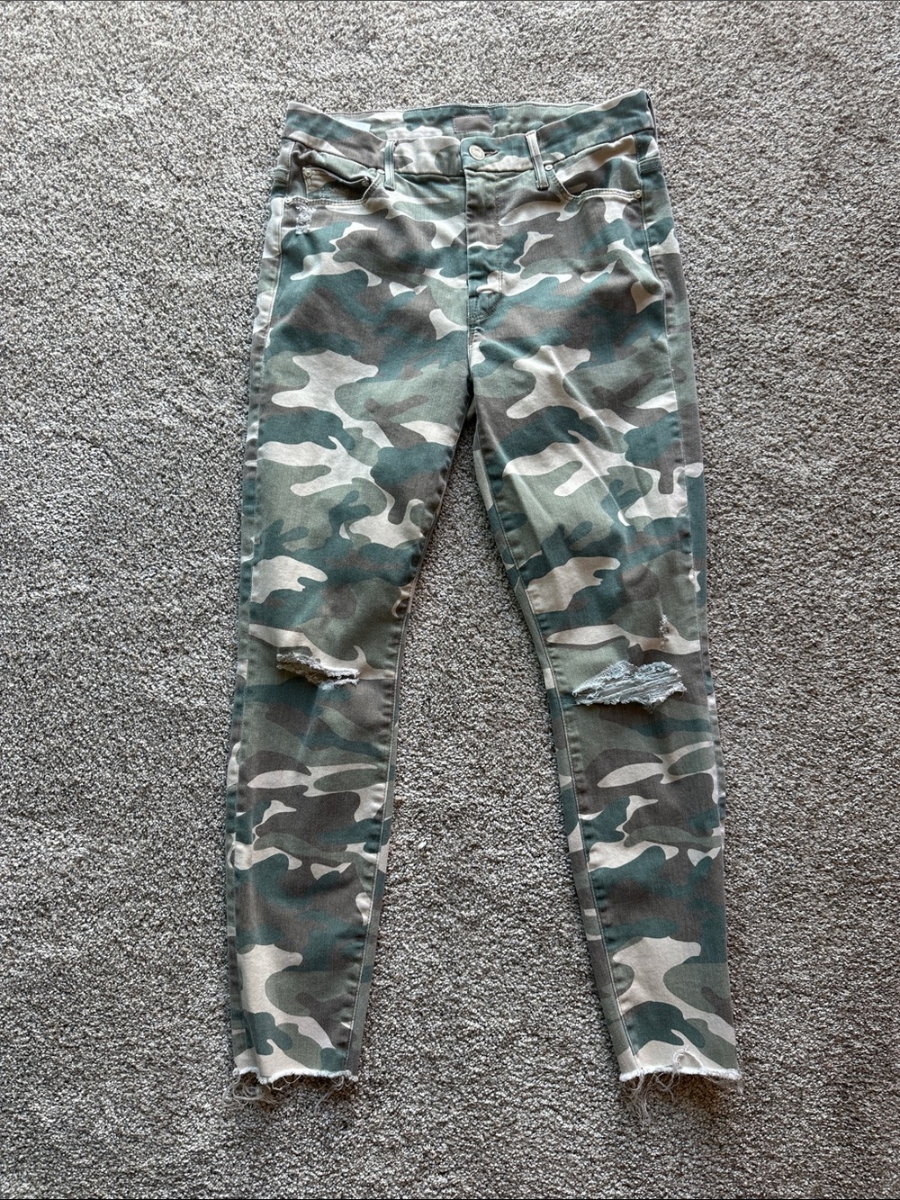 MOTHER Camouflage Stretch Jeans - Green & Tan